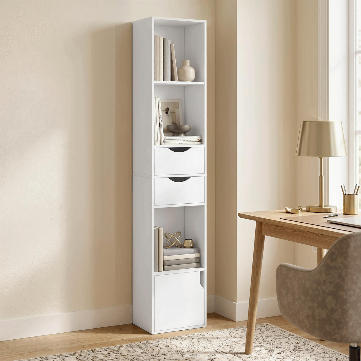 BÜCHERREGAL Spanplatte MDF Weiß - Weiß, Holzwerkstoff (24/158/30cm) - HOMCOM