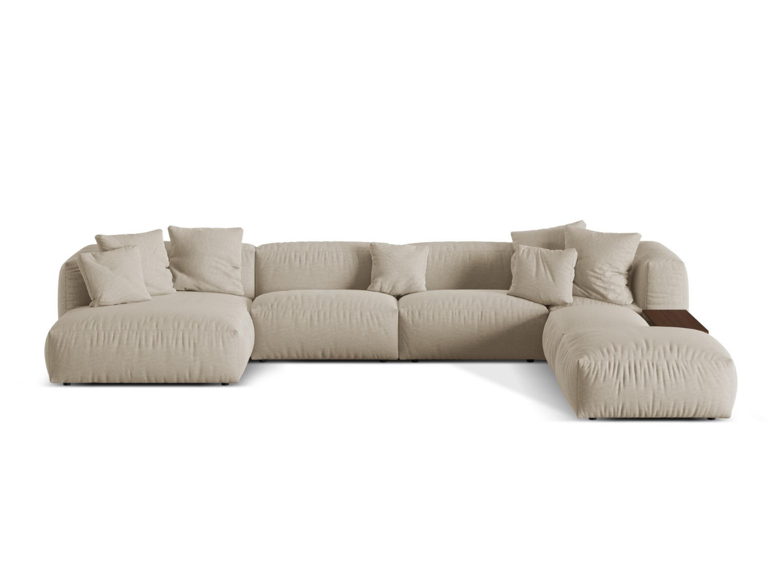 PANORAMASOFA modular rechts Martina aus strukturiertem Stoff leichtes beige 5 Sitzplätze - Creme, Textil (406/75/280cm) - Micadoni