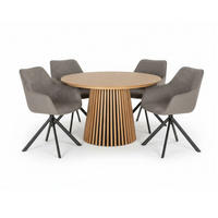 MÖBELSET Diningtisch Oria, 4er Set Diningsessel San Carlo hellgrau - Hellgrau/Schwarz, Holz/Textil (120/76/120cm) - bene living