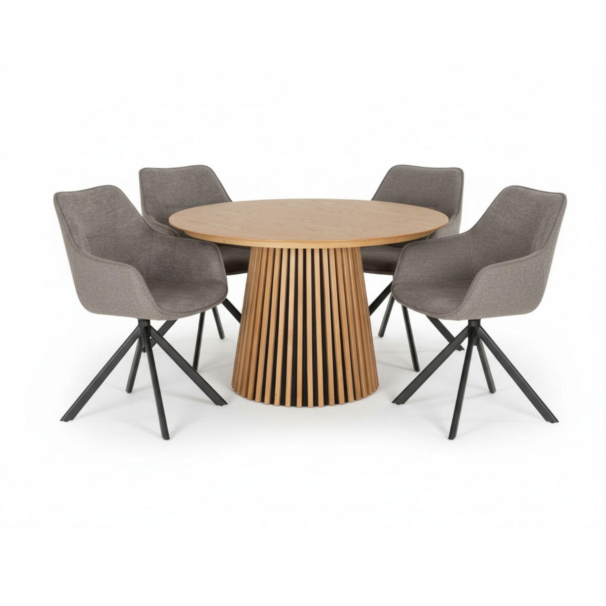 MÖBELSET Diningtisch Oria, 4er Set Diningsessel San Carlo hellgrau - Hellgrau/Schwarz, Holz/Textil (120/76/120cm) - bene living