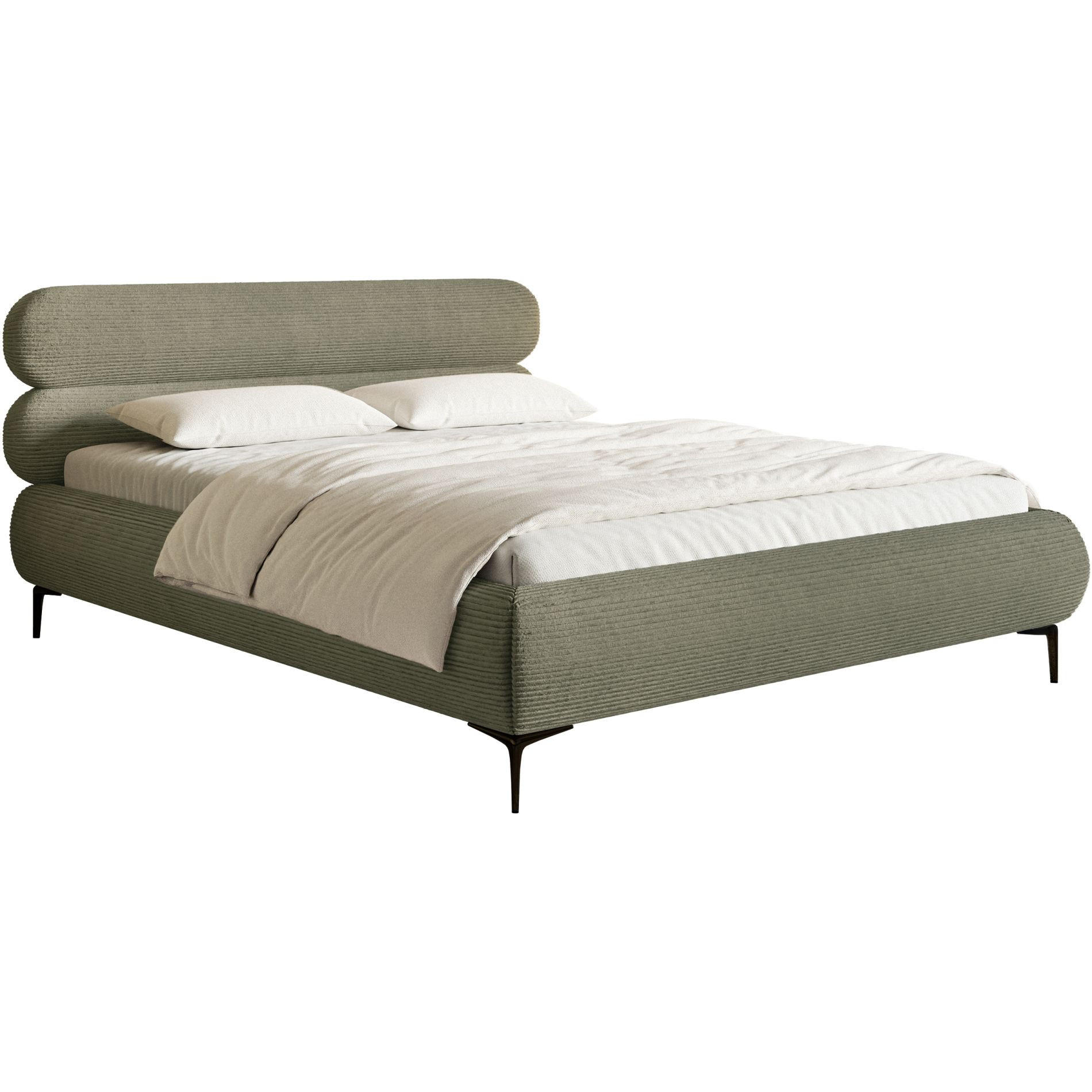POLSTERBETT Roule Cord Olivgrün 180x200 cm - Schwarz/Olivgrün, Textil/Metall (180/200cm) - Selsey