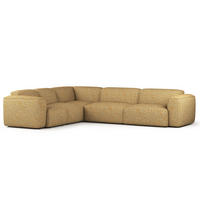 ECKSOFA mit Rundecke - Schwarz/Honig, Kunststoff/Textil (325/260cm) - home24