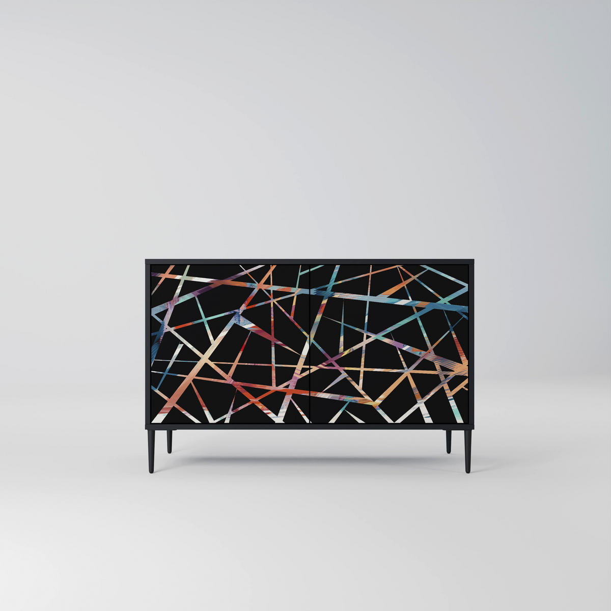SIDEBOARD POLYGON VERVE, Eicheneffekt, 111x42x77,5 cm, 2 Türen - Eichefarben/Buchefarben, Holzwerkstoff/Buchenholz (111/77.5/42cm) - SpaceRebels