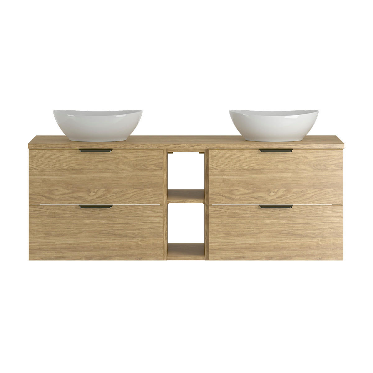 DOPPELWASCHTISCH 140.6cm Astrid Holz - Braun, Holzwerkstoff (140.6/52.2/46.5cm) - Petits-meubles