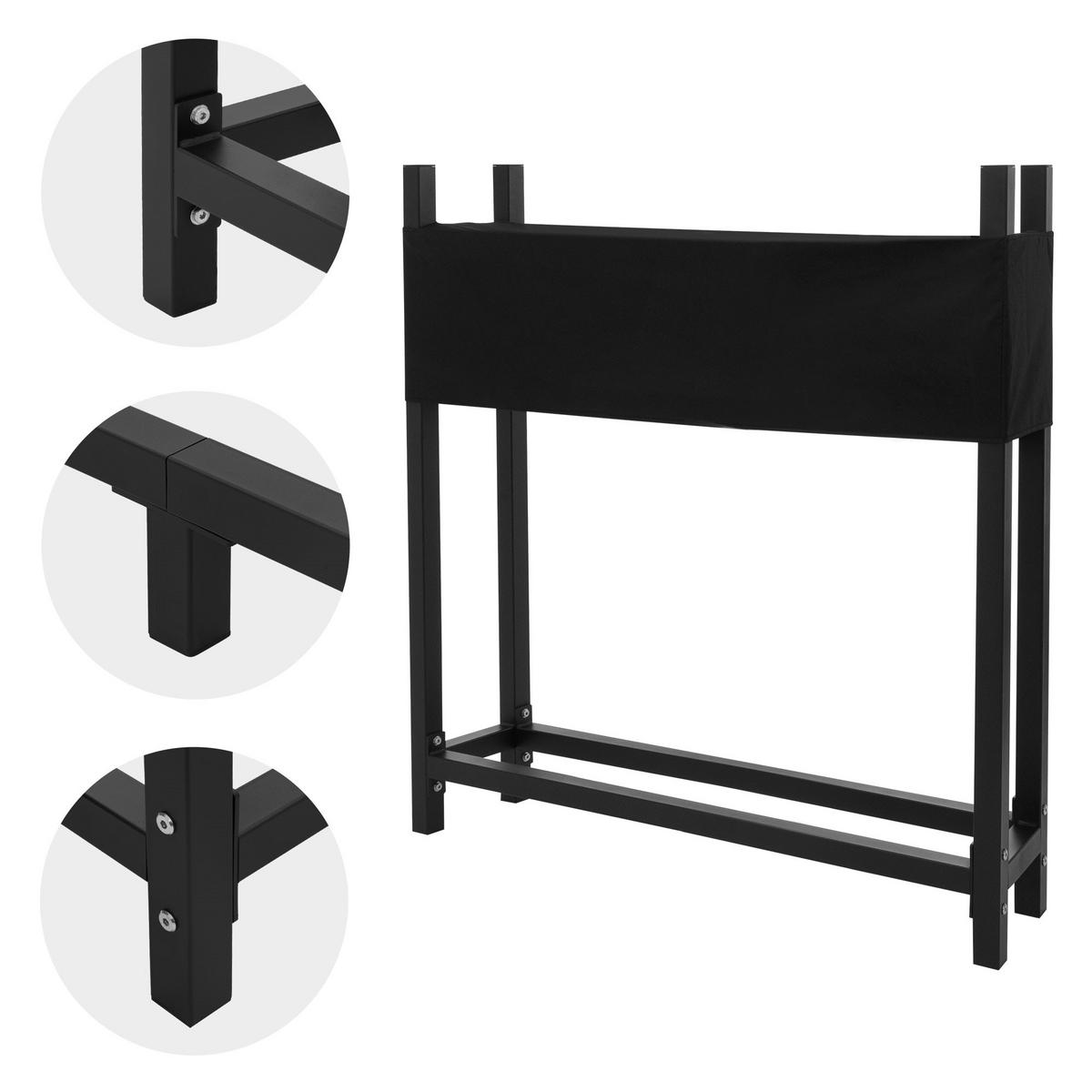 KAMINHOLZREGAL - Anthrazit, Metall (25/115/113cm) - ML-DESIGN