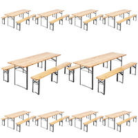 BIERTISCHGARNITUR 10er-Set, Holzfarbe - Braun, Holz - Oviala