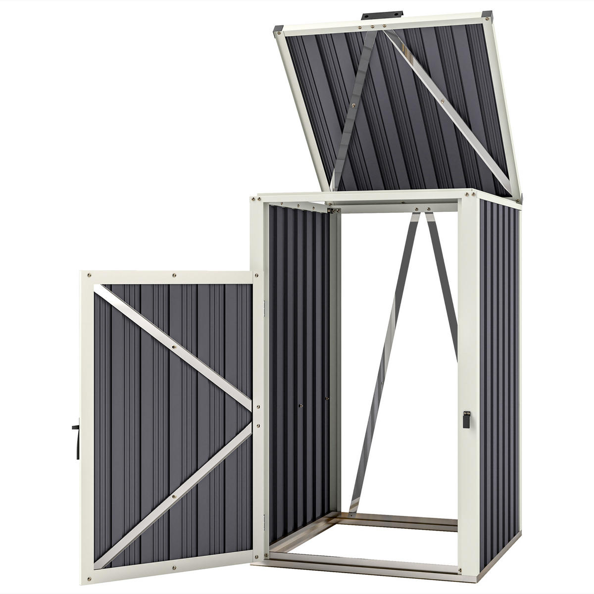 MÜLLTONNENBOX DE-16855 für 240L mit Belüftung Dunkelgrau - Dunkelgrau, Metall (73/122/81cm) - ComfortXL