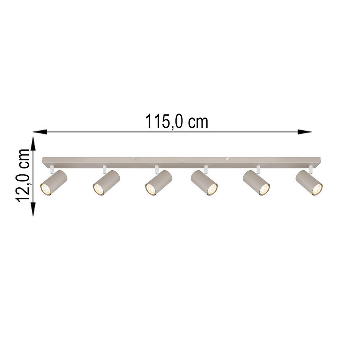 DECKENLEUCHTE Metall sandfarben schwenkbar - Bernsteinfarben, Metall (115/6/12cm) - Globo Lighting