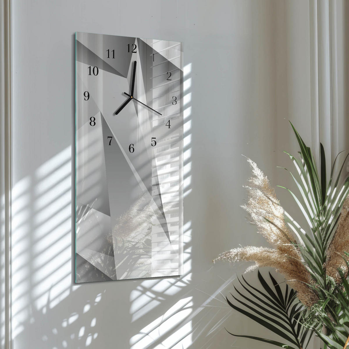 WANDUHR 60x30 cm - Eiffelturm - Weiß, Glas (30/60/0.4cm) - TULUP