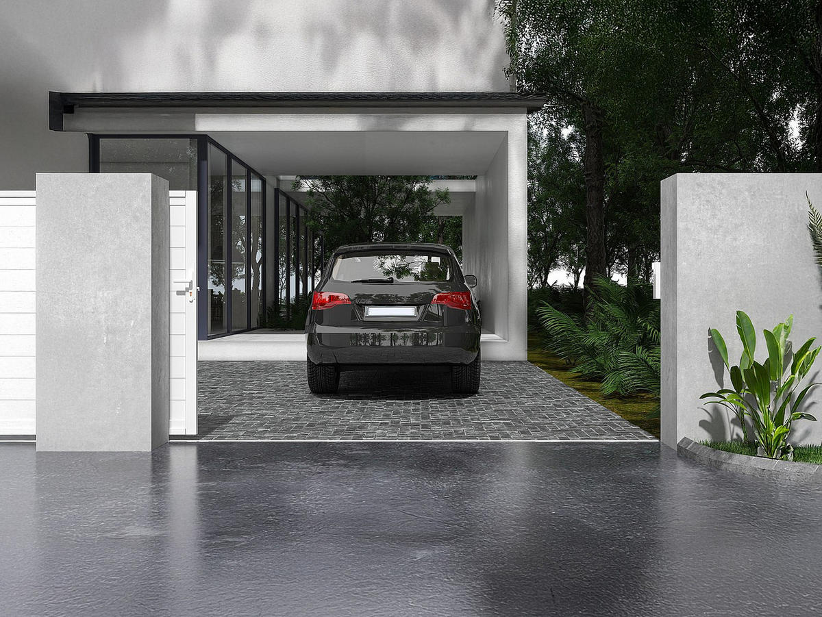 GARTENTOR Schiebetor mit Torantrieb - 374 x 180 cm - Aluminium - Weiß - NAZARIO - Weiß, Kunststoff (348/178cm) - Vente-Unique