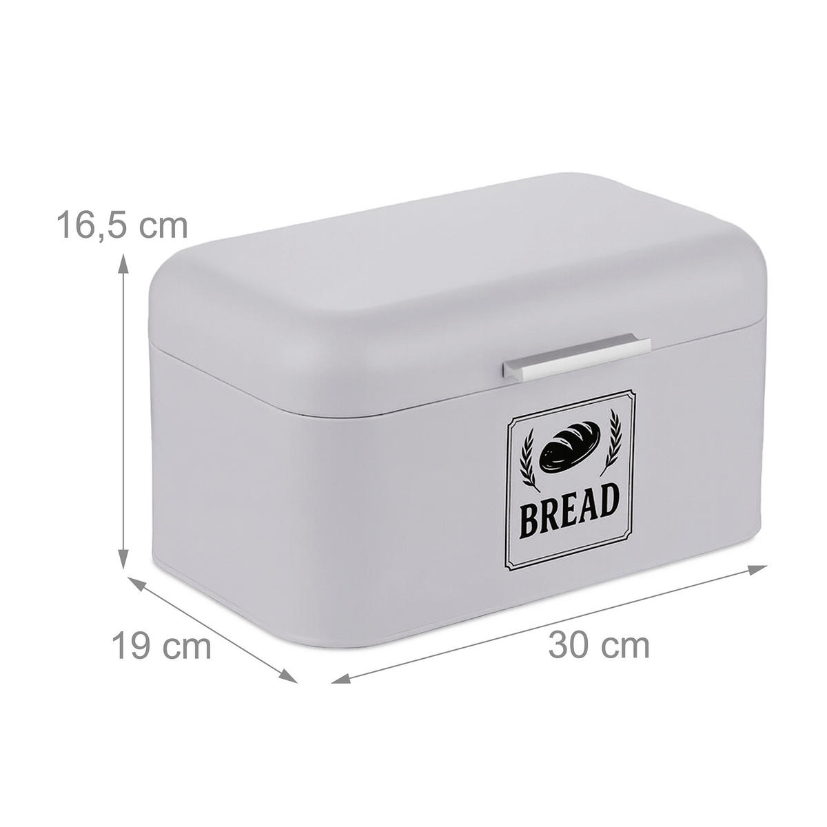 BROTKASTEN - Grau, Metall (30/16.5/19cm) - Relaxdays