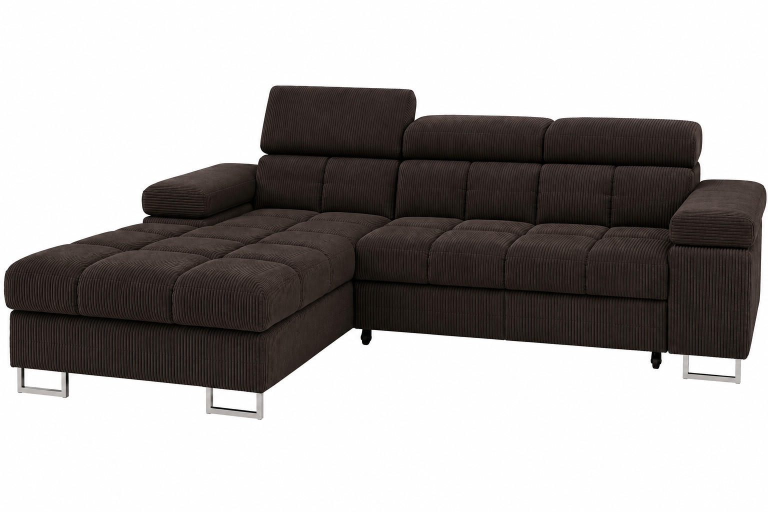 ECKSOFA COMODO Links mit Schlaffunktion & Bettkasten Schokobraun - Dunkelbraun, Textil (203/271cm) - KS Home Concept