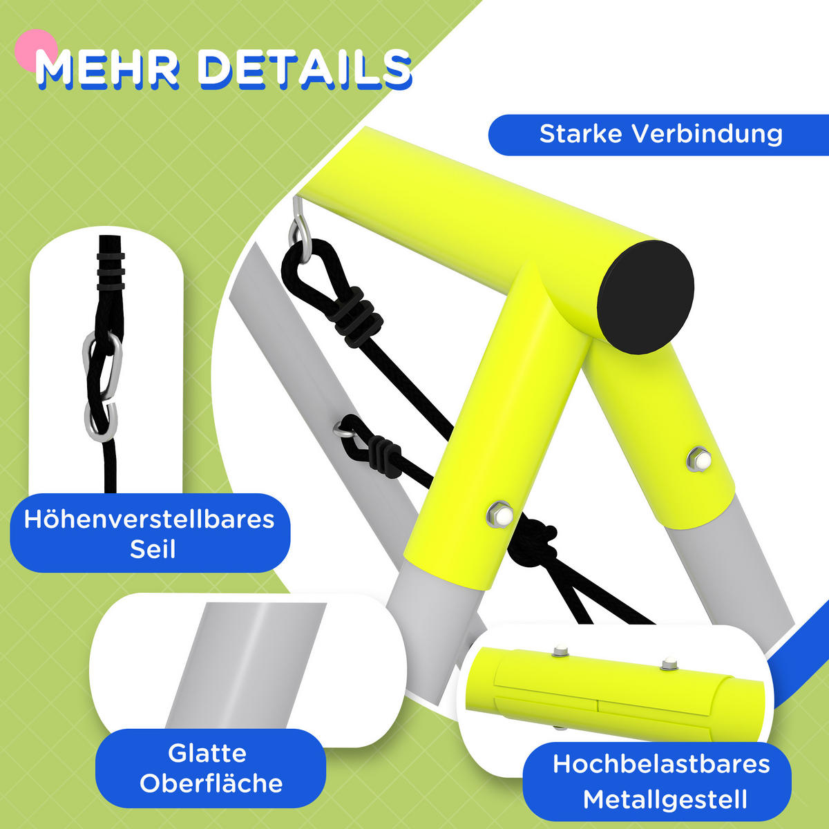KINDERSCHAUKEL 2er - Grün, Kunststoff/Metall (185/260cm) - Outsunny