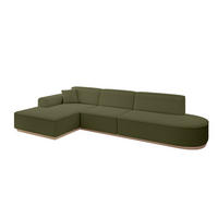 ECKSOFA Ottomane Links IREA-L2 - 327x165x80 cm Grün - Platinfarben, Holzwerkstoff/Textil (327/165cm) - ALTDECOR