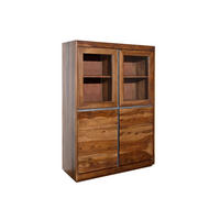 VITRINE Sheesham 102x40x147 noble unique lackiert SYDNEY #100 - Braun, Holz (102/147/40cm) - Massivmoebel24