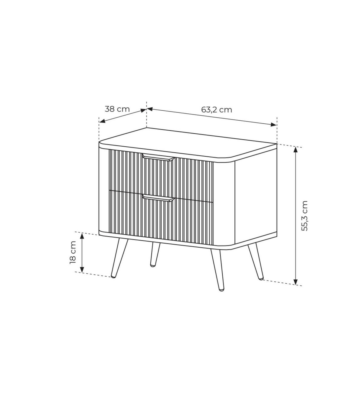 NACHTTISCH LANTE Weiß 63x38x55 cm - Weiß, Holzwerkstoff (63/55/38cm) - FURNLUX