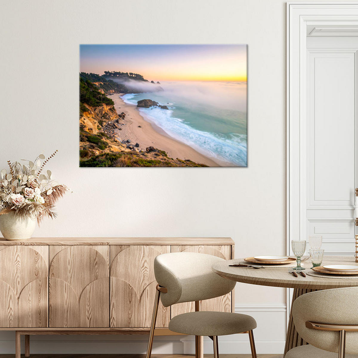 LEINWANDBILD Meereslandschaft Strand Natur 90x60cm - Multicolor, Textil (90/60cm) - Feeby