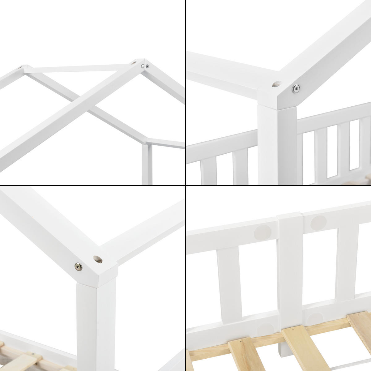 HAUSBETT Treviolo - Weiß, Holz (90/200cm) - [en.casa]