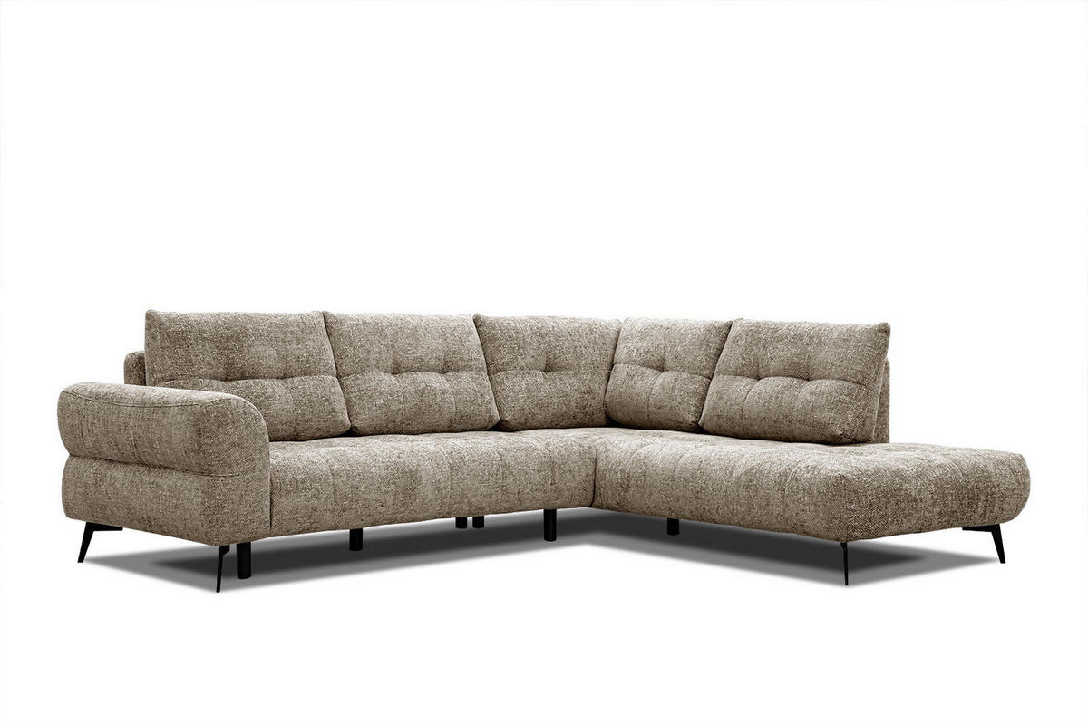 ECKSOFA SALVINI 5-Sitzer, taupe - Taupe/Schwarz, Holzwerkstoff/Textil (292/158cm) - Courtois Laville