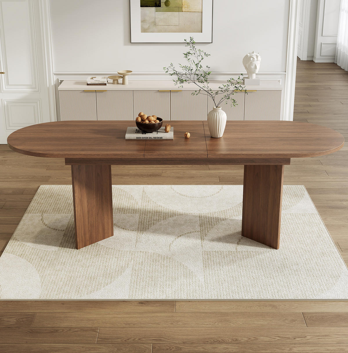 ESSTISCH aus MDF 200x90x75 cm Walnuss ausziehbar mit abgerundeten Ecken und 18 mm Tischplatte - Walnussfarben, Holzwerkstoff (200/90/75cm) - Modfu