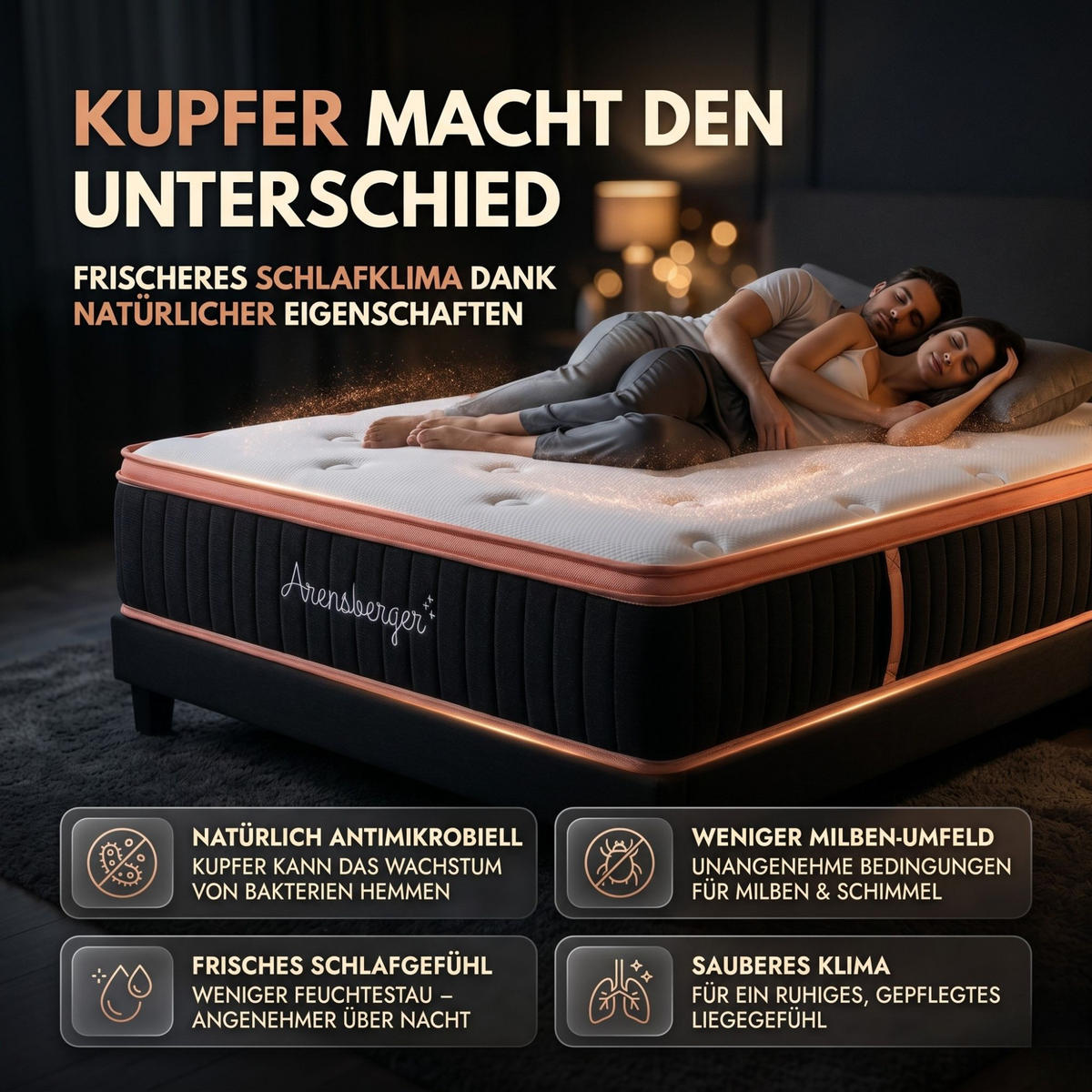 TASCHENFEDERKERN Matratze Kupfer, 140x200cm - Weiß, Textil (140/200cm) - Arensberger