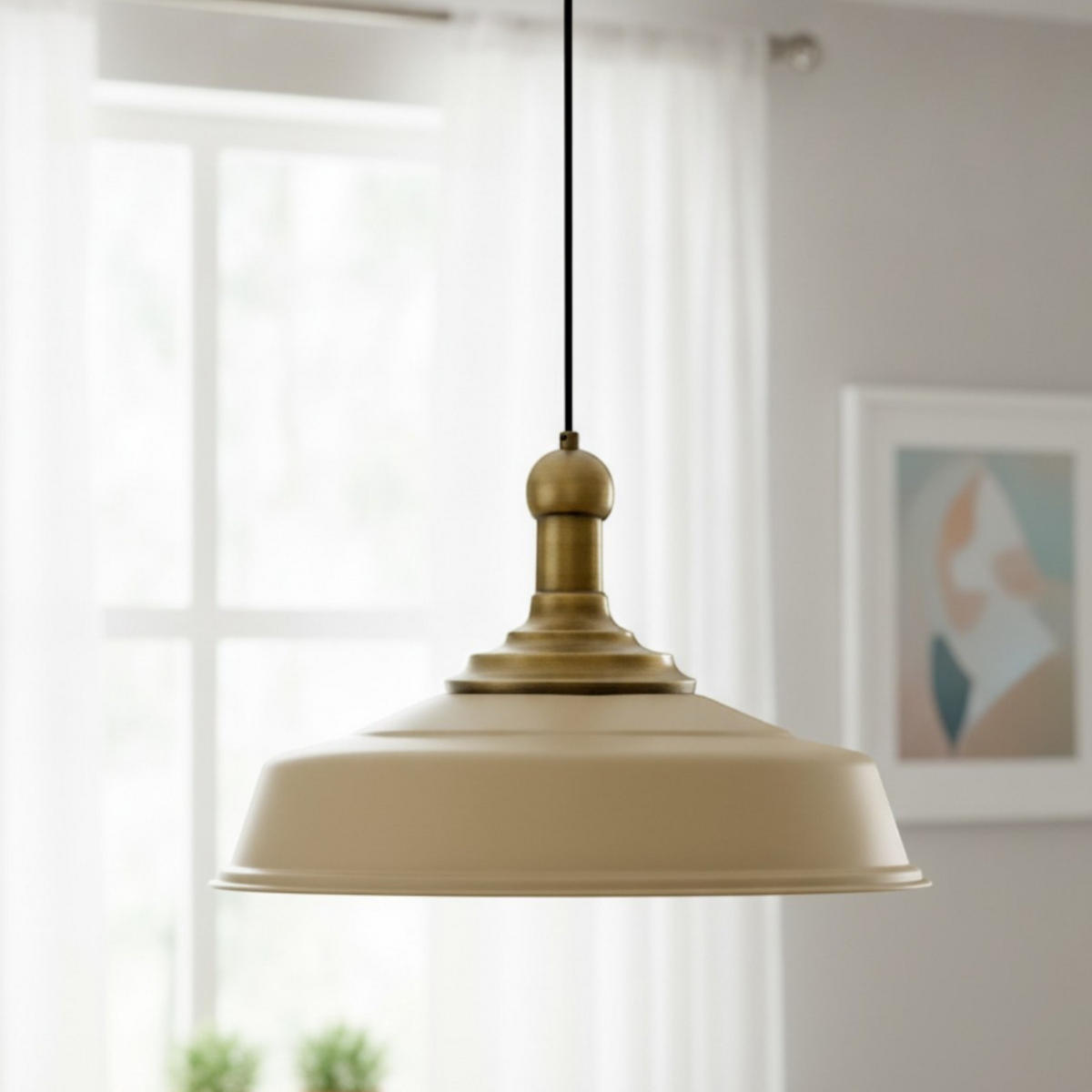 PENDELLEUCHTE Asletl 40/30 cm - Beige, Metall (30/40/30cm) - Bamyum