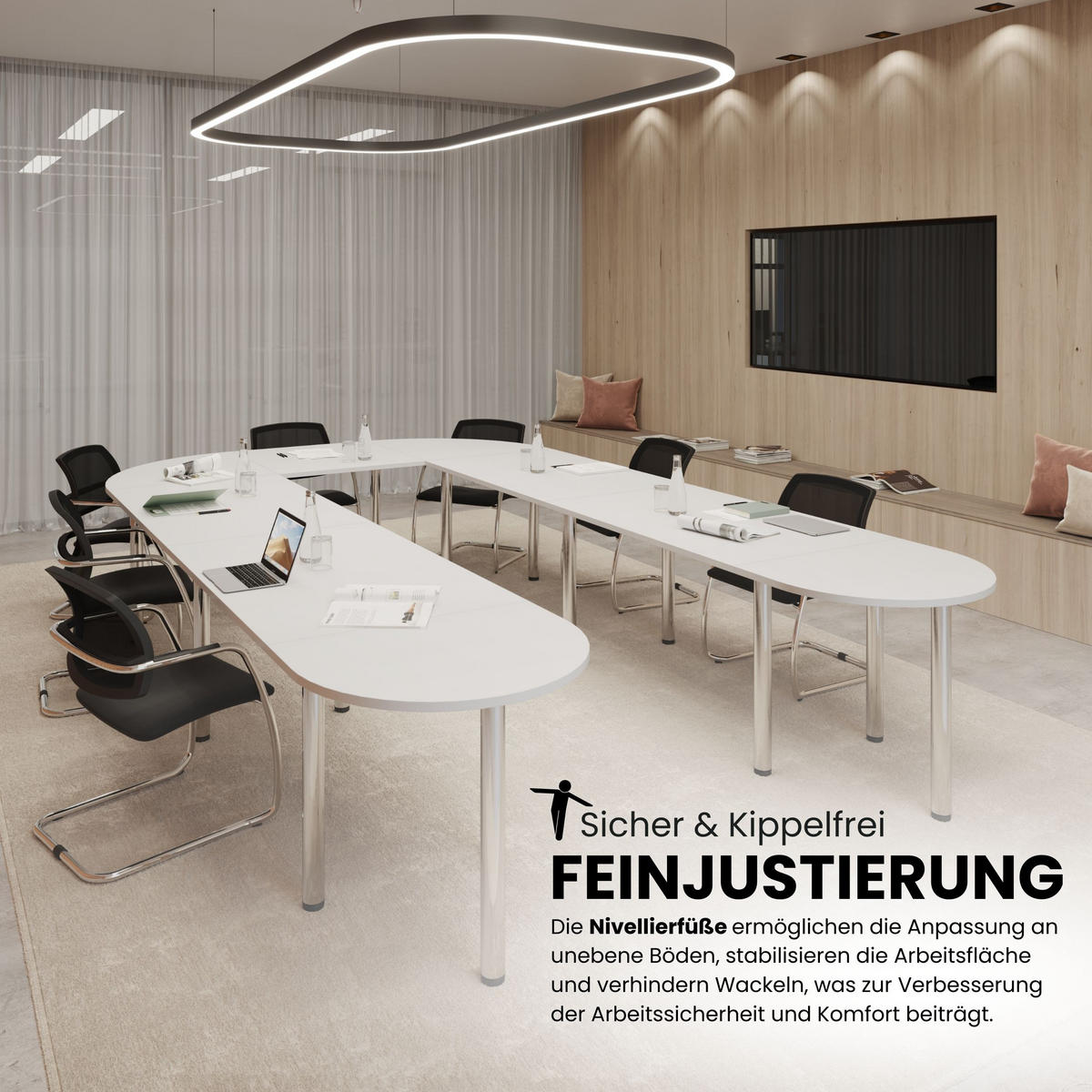 KONFERENZTISCH-SETS Serie-K 80/280/74 cm in Buchefarben - Buchefarben, Holzwerkstoff (80/280/74cm) - bümö