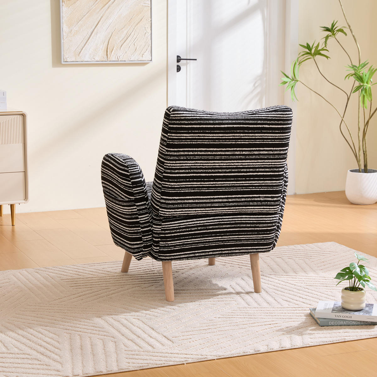 SESSEL 77/81/87 cm in Schwarz aus Bouclé mit Seitentasche - Schwarz, Textil (77/87/81cm) - BEAOK