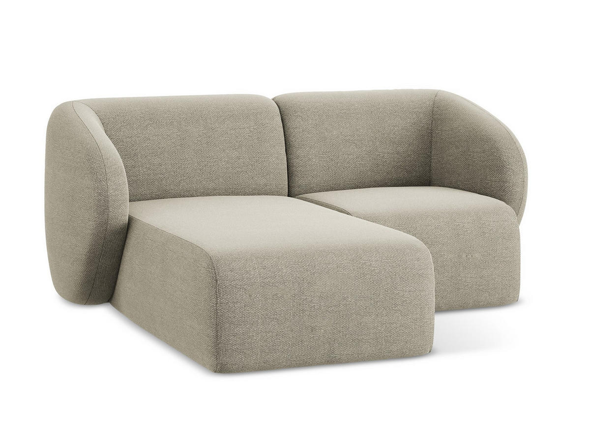 ECKSOFA Links Bouclé Stoff Grau - Taupe/Schwarz, Holzwerkstoff/Kunststoff (178/166cm) - Makamii