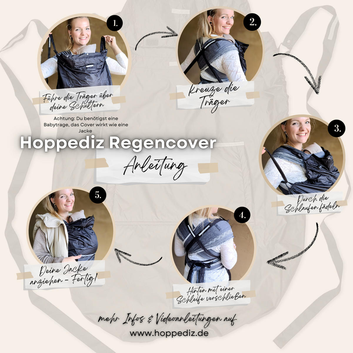 TRAGECOVER Regencover für Babytragen und Tragetücher - Schwarz, Textil (1/0.5/30cm) - Hoppediz