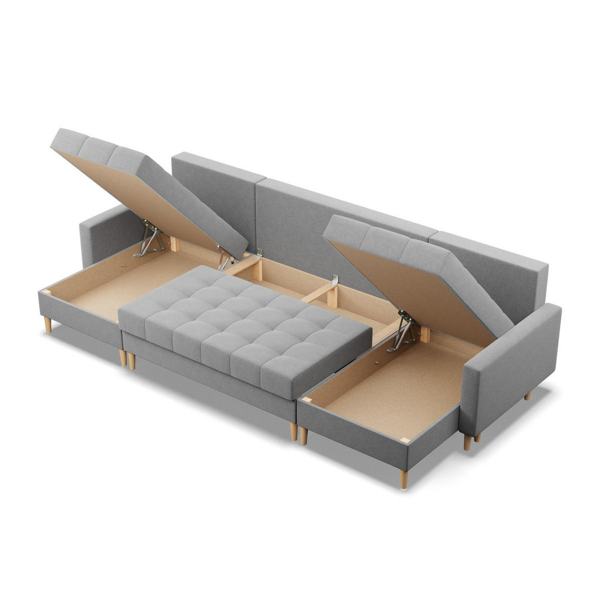 U-SOFA MIT SCHLAFFUNKTION ELMA, Grau - Grau, Textil (294/88/140cm)