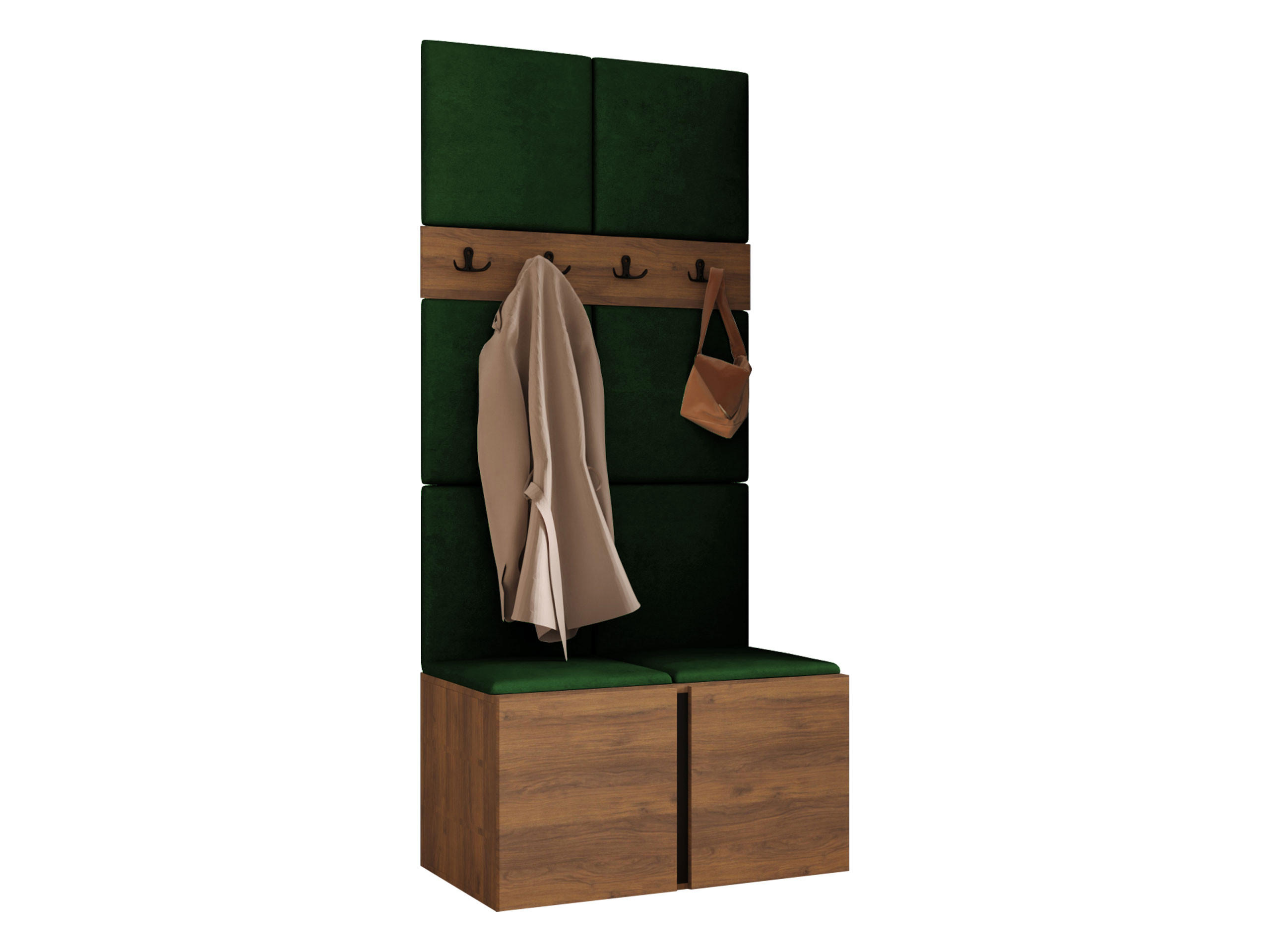 MOBILIER PENTRU HOL Orion IV - culoare lemn de nuc/verde, material plastic/compozit lemnos (84/186/46cm) - MIRJAN24