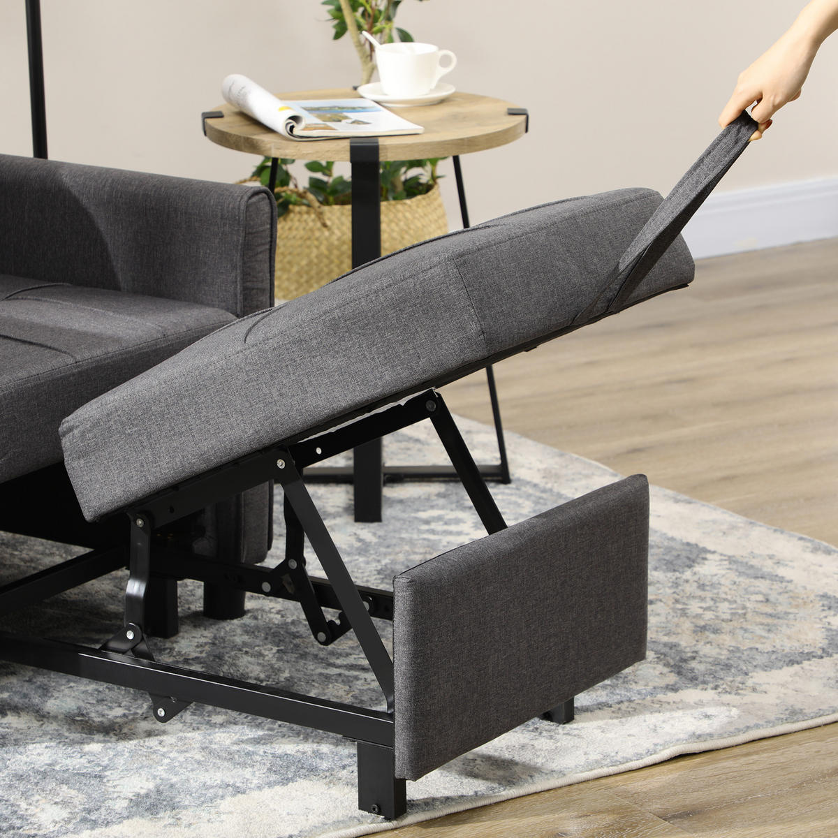 SCHLAFSESSEL 3-in-1 DE-14606 mit 3-fach verstellbarer Rückenlehne Grau - Grau, Metall (69/85/82cm) - ComfortXL