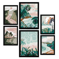 POSTER Set Mit 6 Seashores Frames 1 In Kulissen Abstracts Ästhetische Dekorative Gemälde Für Ihr Wohnzimmer Zuhause A3 & A4 Schwarzer Rahmen - Schwarz, Papier (29/3cm) - Nacnic