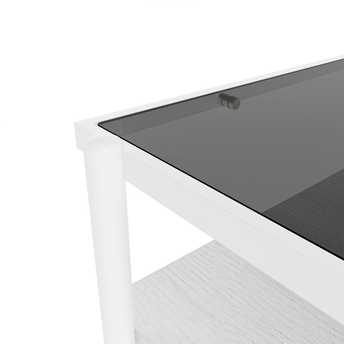 COUCHTISCH in Weiß Wohnzimmertisch mit Metallbeinen moderner Wohnzimmertisch B97.5/T61.5/H45cm - Weiß/Grau, Glas/Holzwerkstoff (61.5/97.5/45cm) - STILVORA