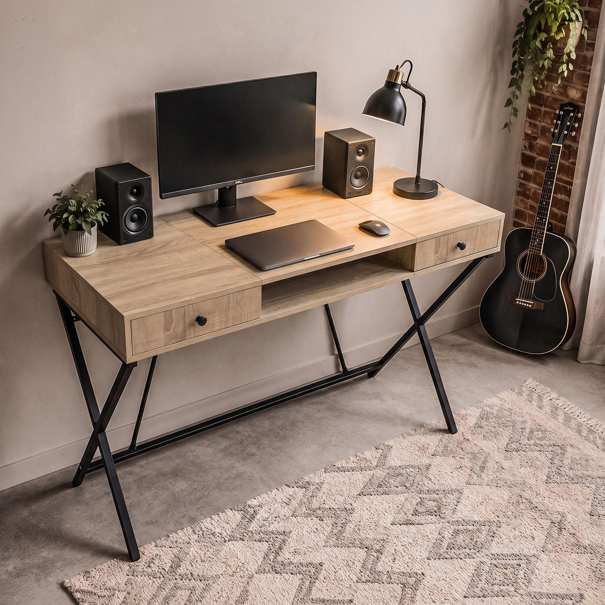 SCHREIBTISCH CROSSLINE 120 cm Eiche Sonoma - Schwarz/Sonoma Eiche, Holzwerkstoff (50/120/80.5cm) - Akord