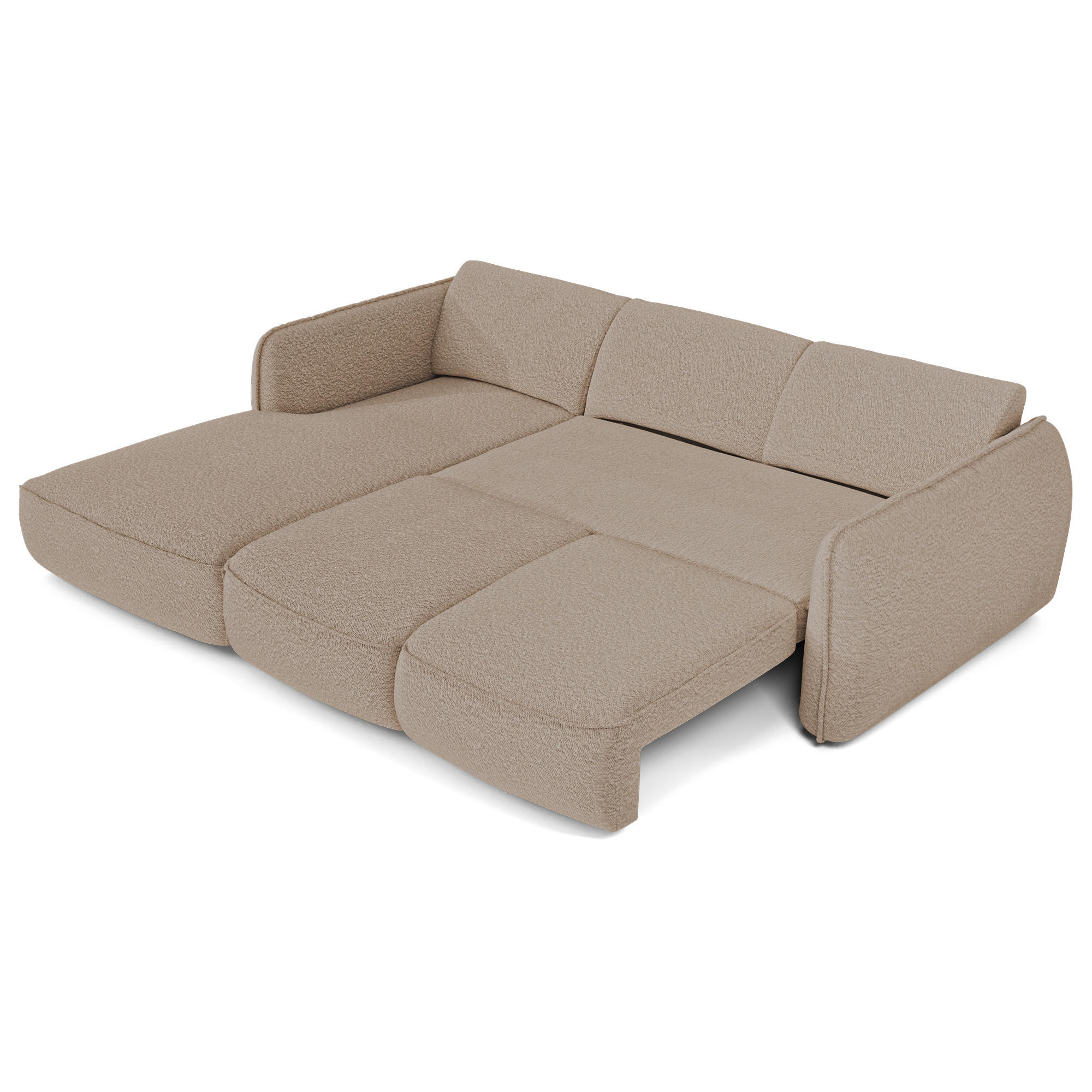 ECKSCHLAFSOFA Bouclé-Stoff 274cm - Beige, Textil (274/174cm) - Sia Home