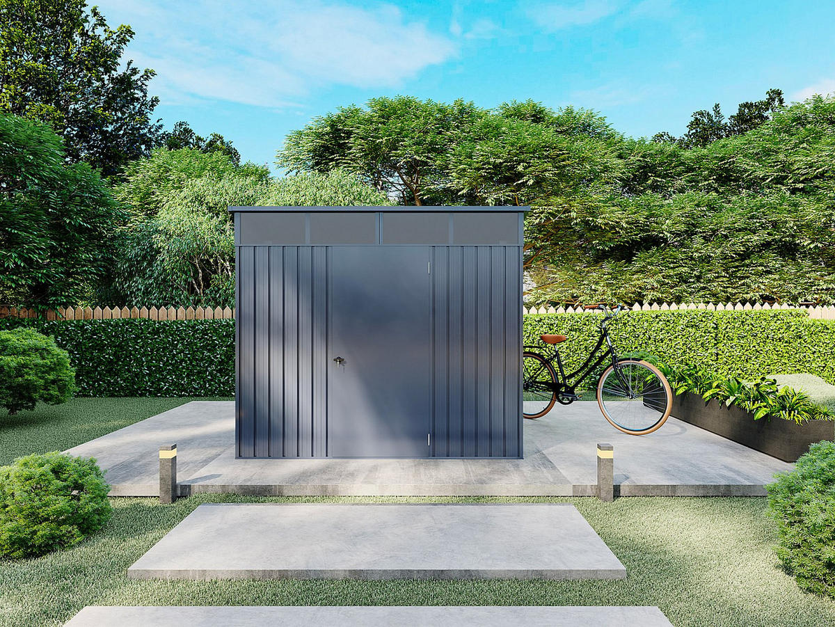 SCHREBERGARTENHAUS - 224 cm x 181 cm - metall - anthrazitgrau Clafton - Anthrazit, Metall (224/177/181cm) - Vente-Unique