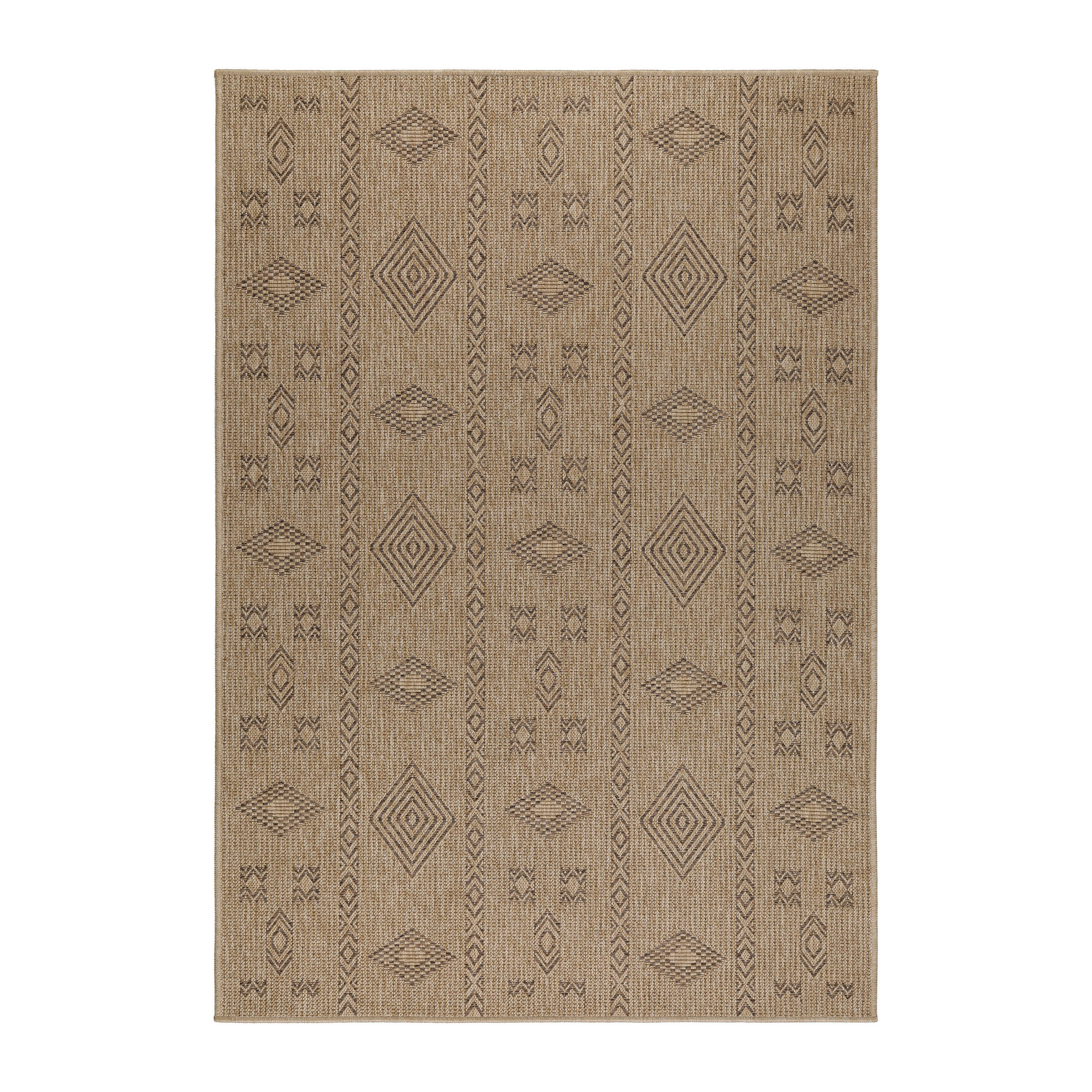 TEPPICH Outdoor Flachgewebe Vintage Polypropylen Balkon Schwarz Rechteckig 240x340 - Schwarz, Textil (240/340cm) - KADIMA DESIGN