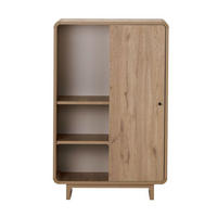 HOHE ANRICHTE 1 Tür 3 offenen Fächern mit abgerundeten Kanten 34/110/70 cm - Eichefarben, Holzwerkstoff (34/110/29cm) - Calicosy