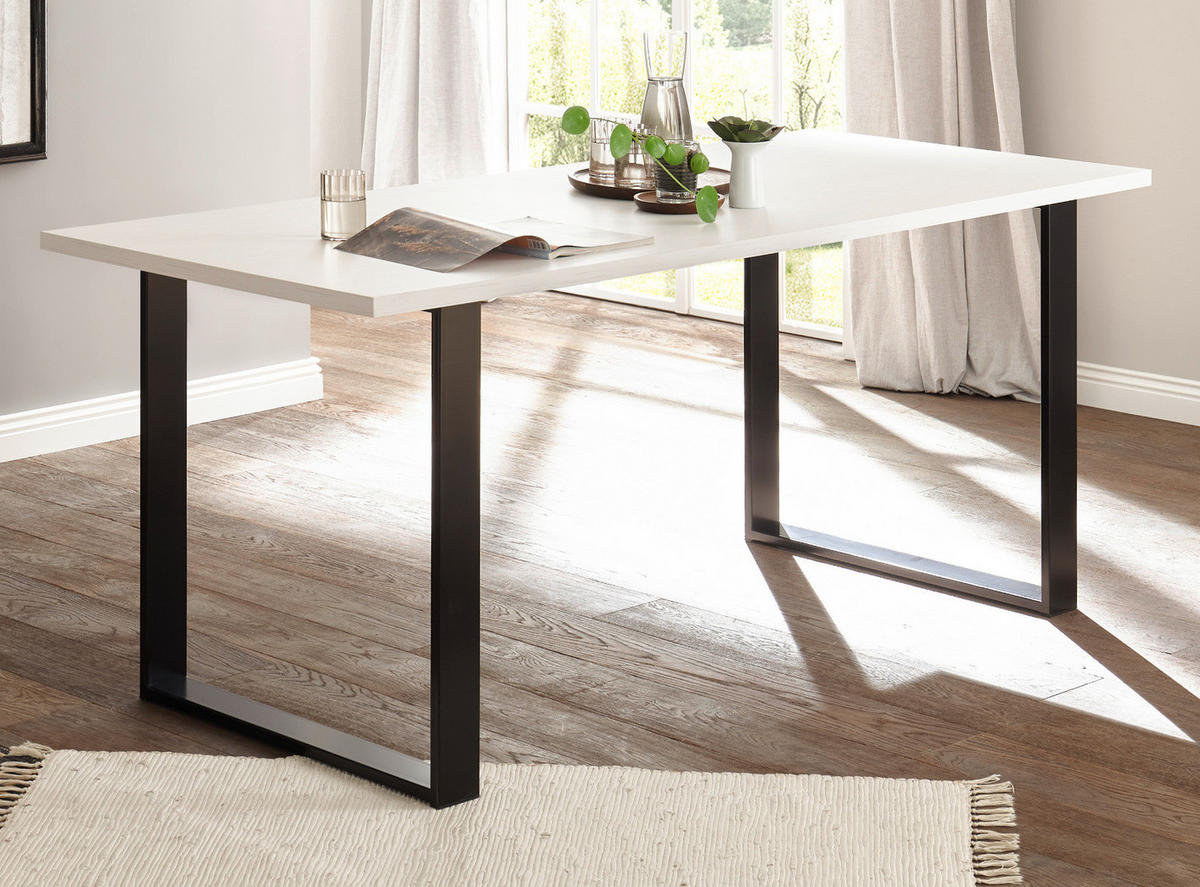 ESSTISCH weiß Pinie, anthrazit Landhaus, Küchentisch 180 x 80 cm - Anthrazit/Weiß, Holzwerkstoff/Metall (180/80/76cm) - Furn.Design