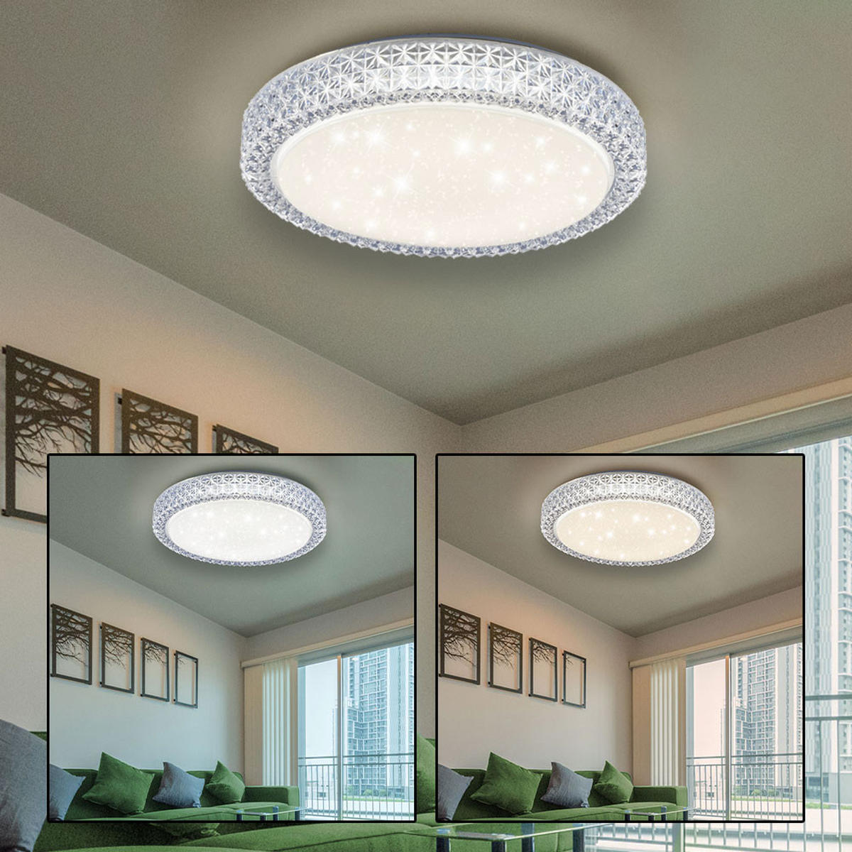 LED DECKENLEUCHTE Kristalle Weiß - Weiß, Metall (40/40/11cm)