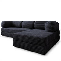 ROHOVÁ SEDAČKA ETERA modulární Boneless pohovka s funkcí spaní, černá TILIA 100 - černá, textil (270/160cm) - MASSENO