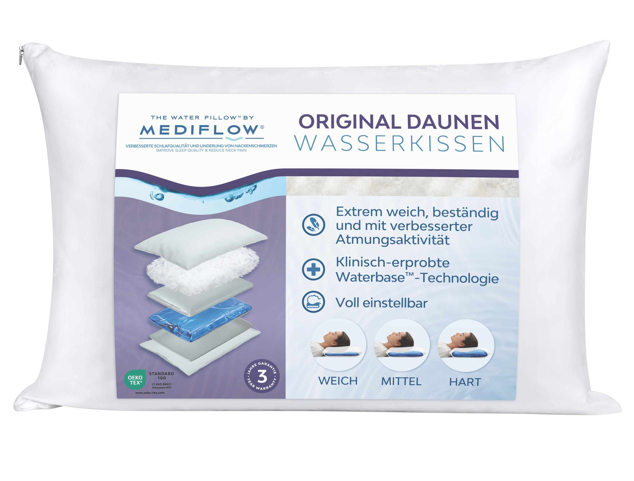 WASSERKISSEN aus Daune 50x70 cm - Weiß, Textil (50/70cm) - Mediflow