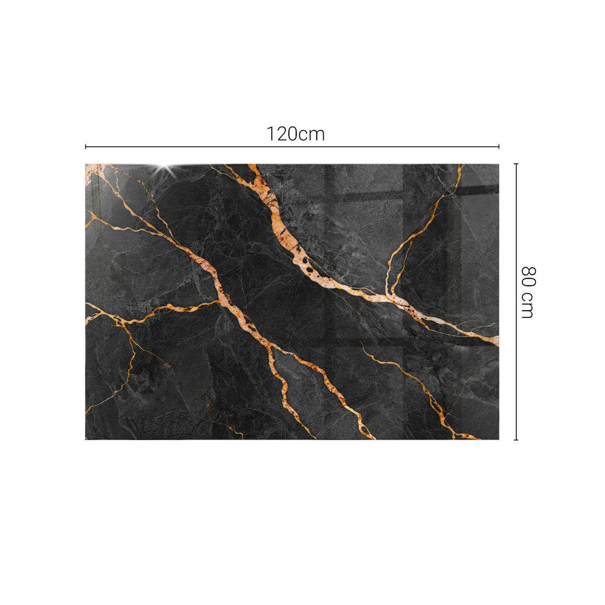 TISCHPLATTE 120x80 cm Marmoroptik mit Aderung - Rotbraun/Schwarz, Glas (120/80/0.4cm) - TULUP