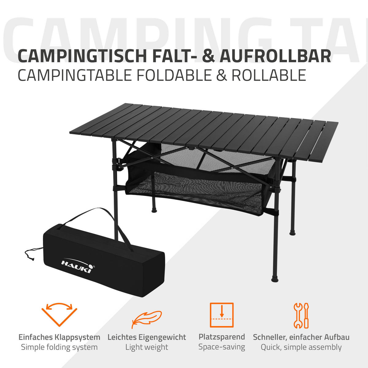 CAMPINGTISCH schwarz - Schwarz, Metall (118/55/64.5cm) - Hauki