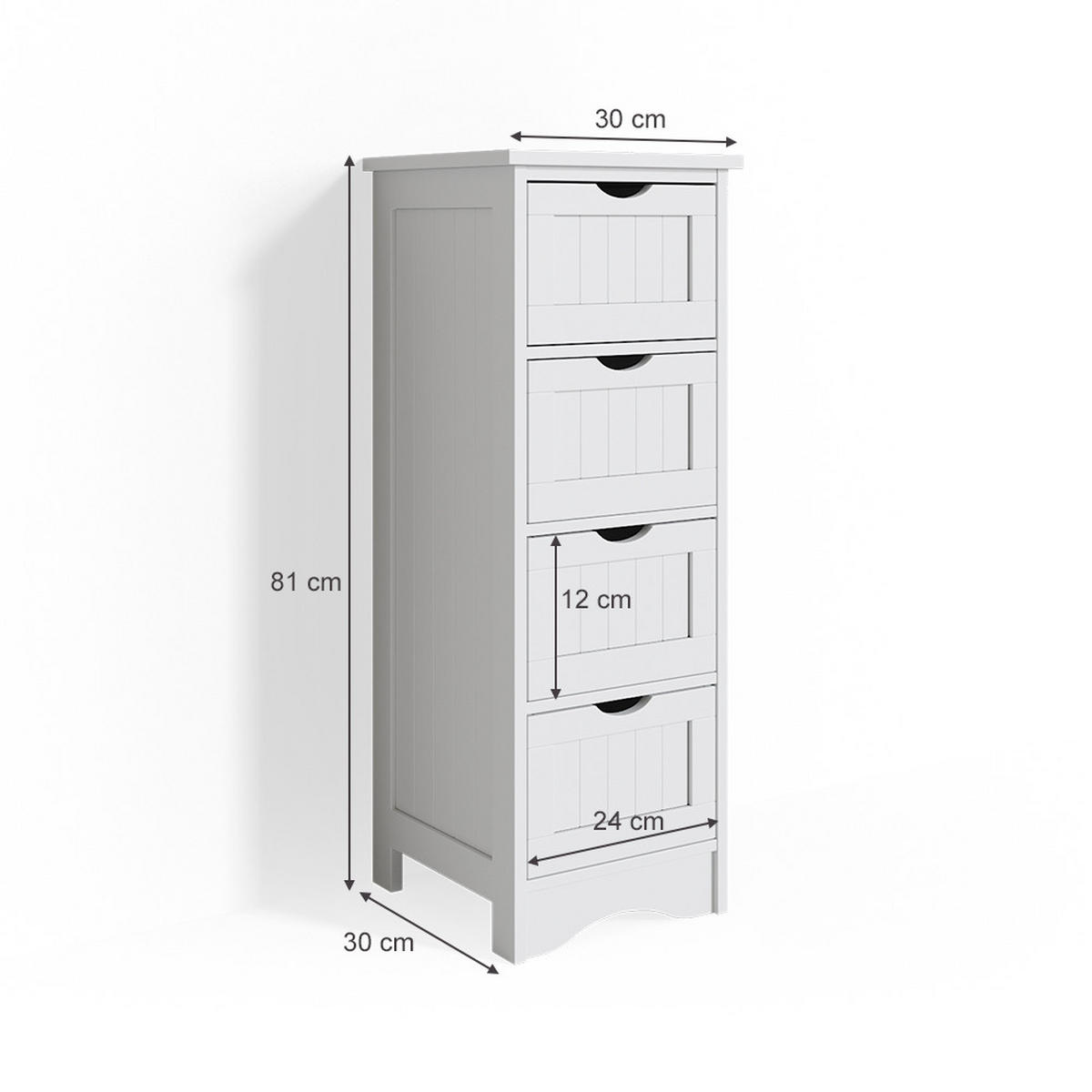 BADSCHRANK Bianco Weiß 30 x 81 cm - Weiß, Holzwerkstoff (30/81/30cm) - Vicco