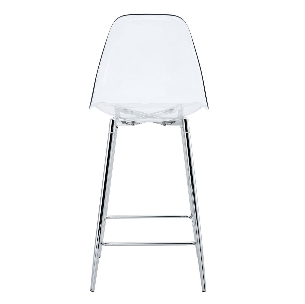 BARHOCKER 2er-Set transparent mit Metallgestell Silber - Silberfarben, Metall (45/102/51cm) - Meubliv