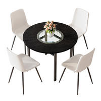 ESSGRUPPE DE-39372 5-teilig, mit 4 PU-Sesseln und Glasplatte Weiß - Weiß, Metall (100/76/100cm) - ComfortXL