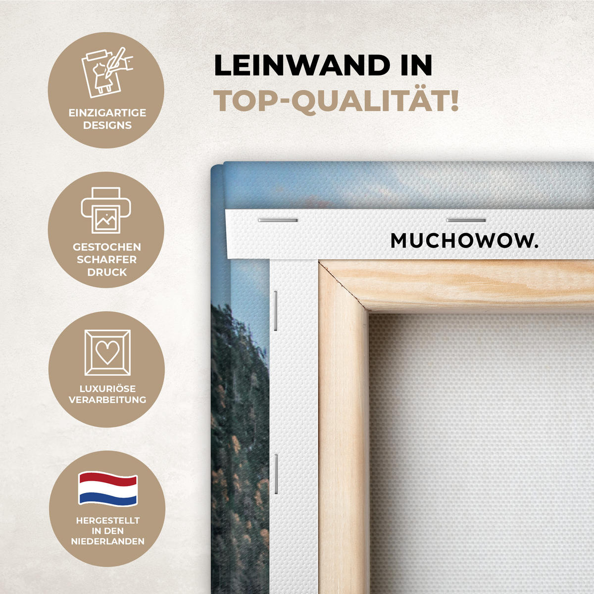 LEINWANDBILD Natur - Berge - Schnee - Wald - Boot Deko Groß 90x90 cm - Hellgrün, Textil (90/90cm) - MuchoWow